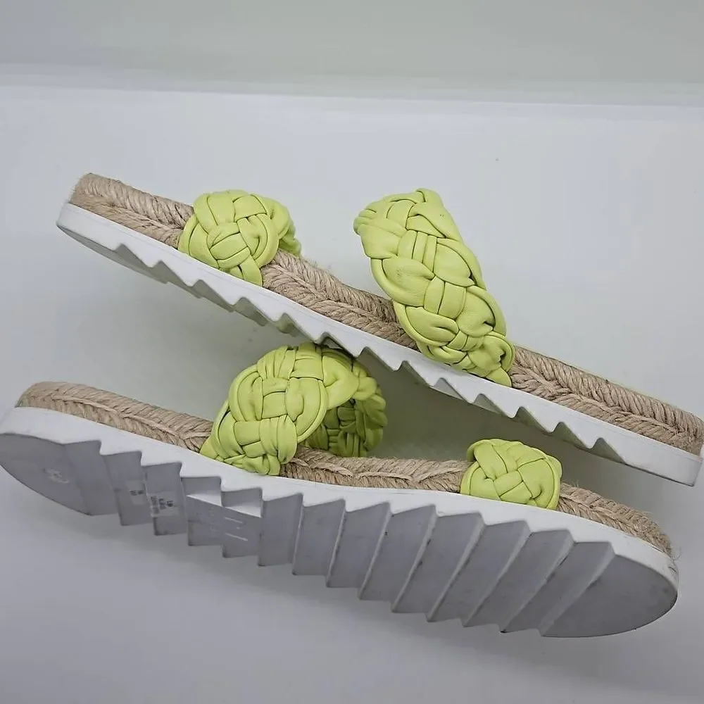 Lime Green Jaime Flat Marc Fisher Slip On Women Sandals Espadrille Size 8.5